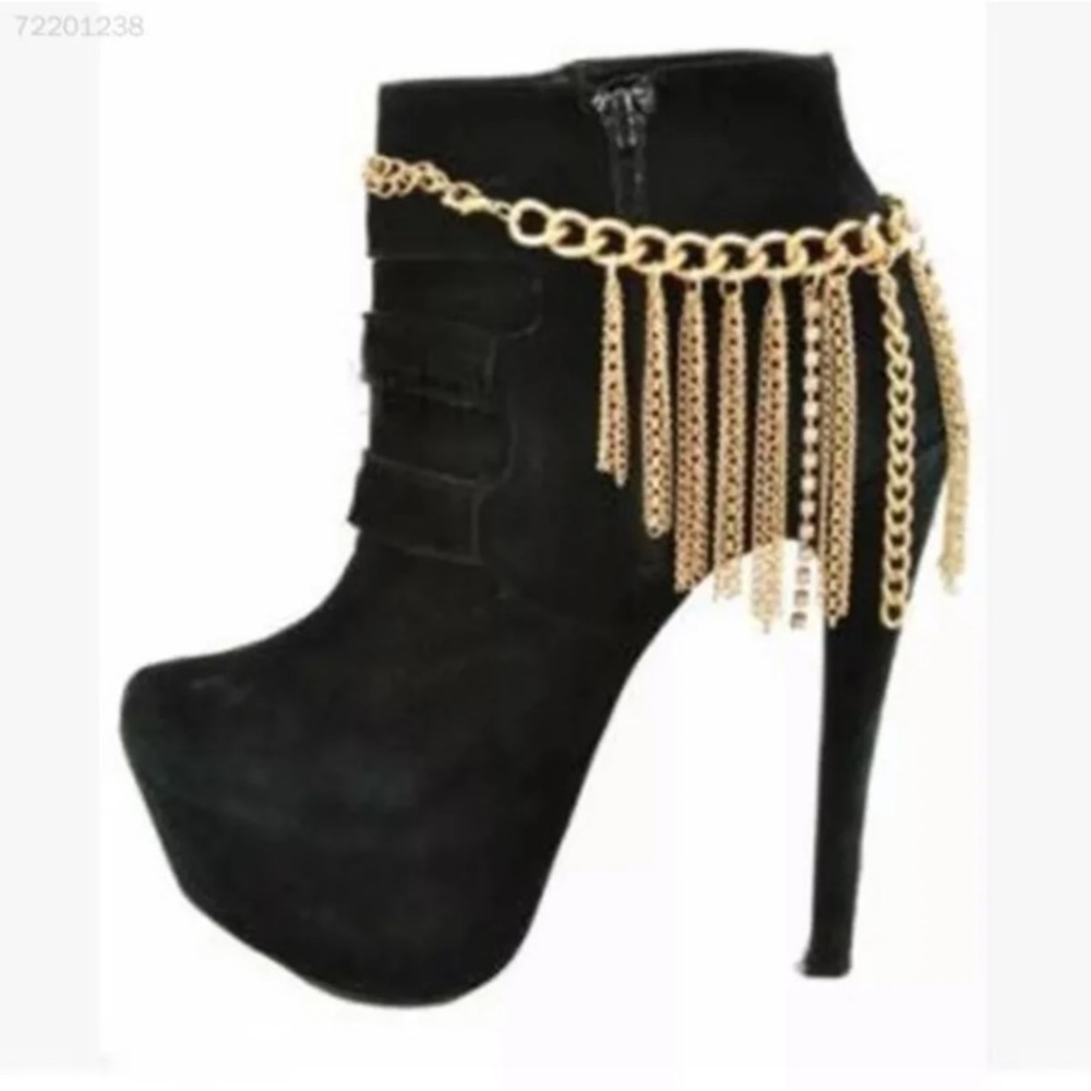 Rhinestone Glamour High Heel Shoe Boot Anklet Bling Jewelry